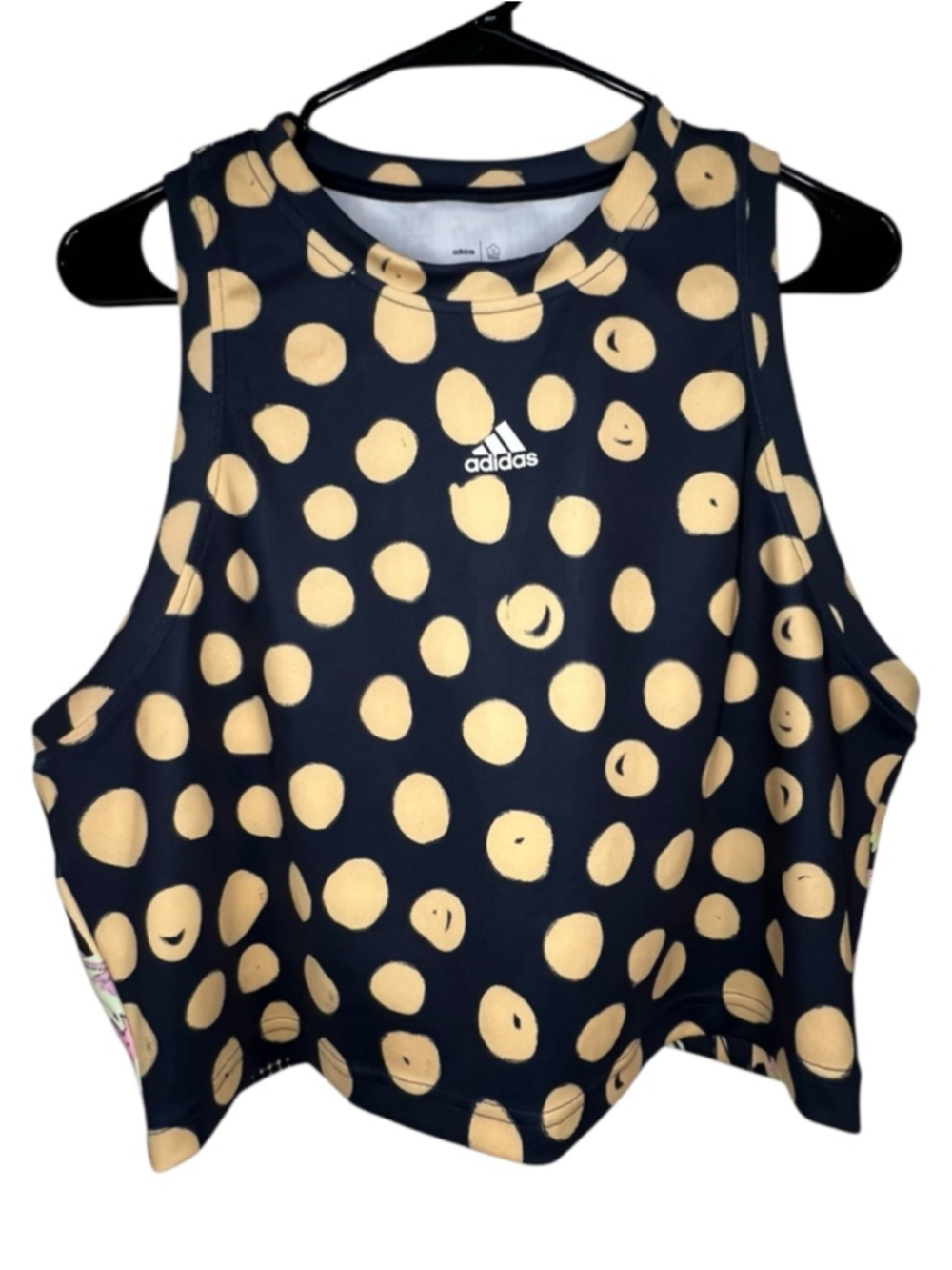 Adidas x FARM Polka Dot Graphic Cropped Athletic Workout Tank Top